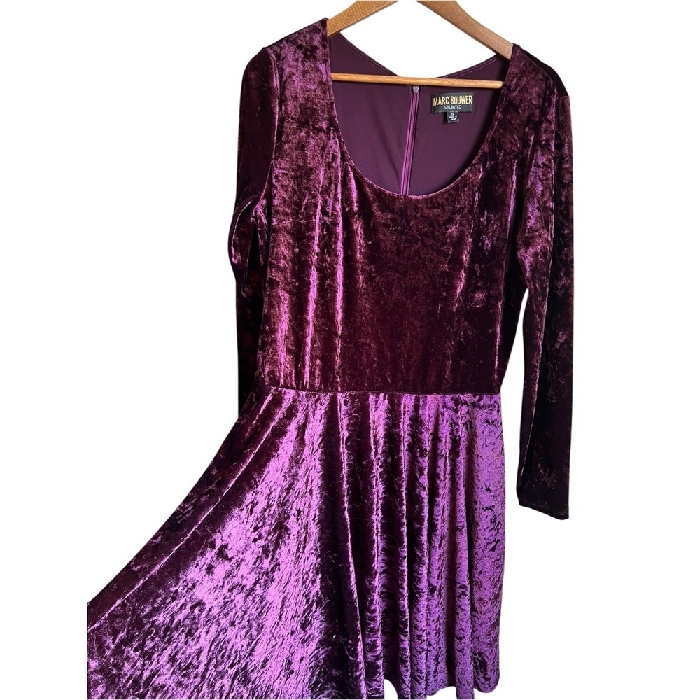 Marc Bouwer Womens Size 1X Purple Crushed Velvet Dress Fairy Whimsigoth Witchy